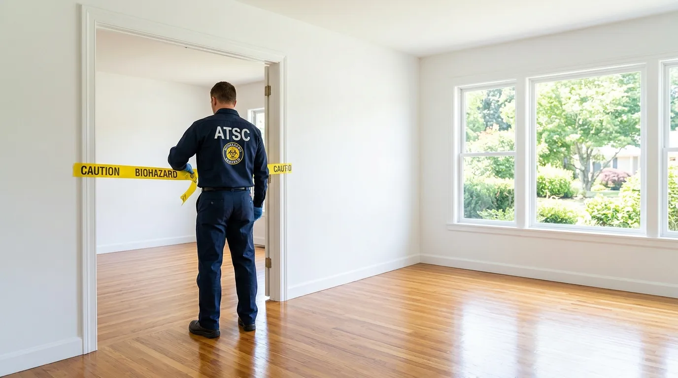 Certified biohazard cleanup crew performing Trauma Scene Cleanup in Cutler